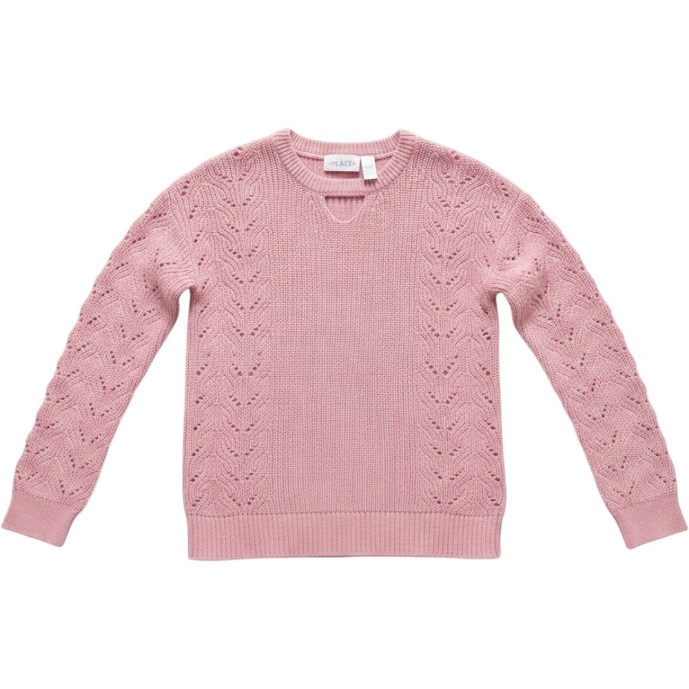 The Children's Place‎ Pink Glitter Keyhole Pointelle Knit Sweater Size 10/12